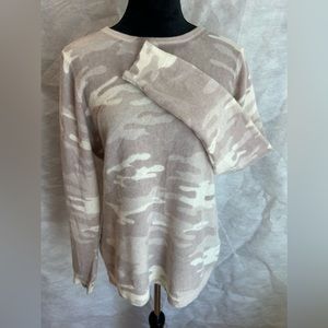 Charter Club Camouflage cashmere Sweater in Cream and Tan. New